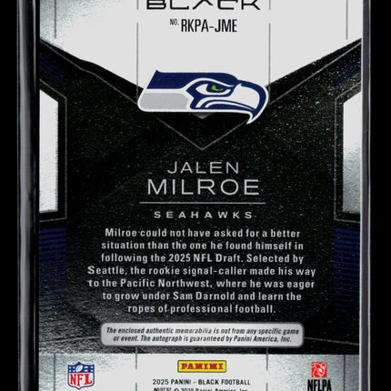 2025 Panini Black Football Jalen Milroe #RKPA-JME Patch Auto