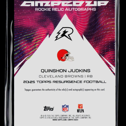 2026 Topps Resurgence Quinshon Judkins #AU-QJ 42/99 RC Patch Auto