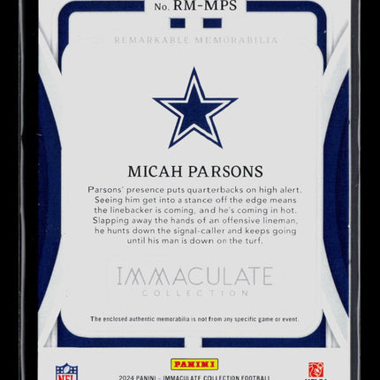 2024 Panini Immaculate Collection Micah Parsons #RM-MPS 19/49 Patch