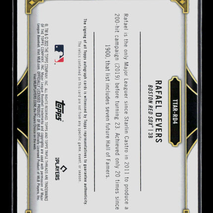 2022 Topps Triple Threads Rafael Devers #TTAR-RD4 05/27 Patch Auto