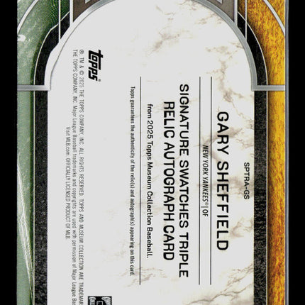 2025 Museum Collection Gary Sheffield #SPTRA-GS Triple Relic 14/20 Patch Auto