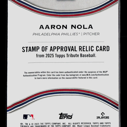 2025 Topps Tribute Aaron Nola #SOA-AN Relic 45/99 Memorabilia