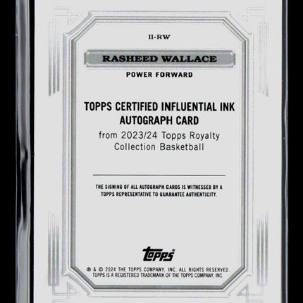 2024 Topps Royalty Collection Rasheed Wallace #II-RW Influential Ink 07/15 Auto