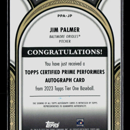 2023 Topps Tier One Jim Palmer #PPA-JP 017/175 Auto