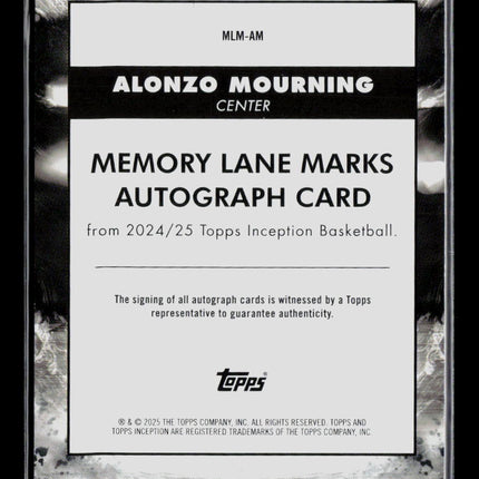 2025 Topps Inception Alonzo Mourning #MLM-AM 58/75 Auto