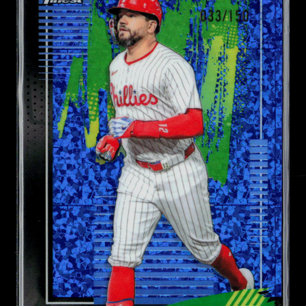 2026 Topps Finest Kyle Schwarber #91 Blue Mini-Diamond Refractor 033/150