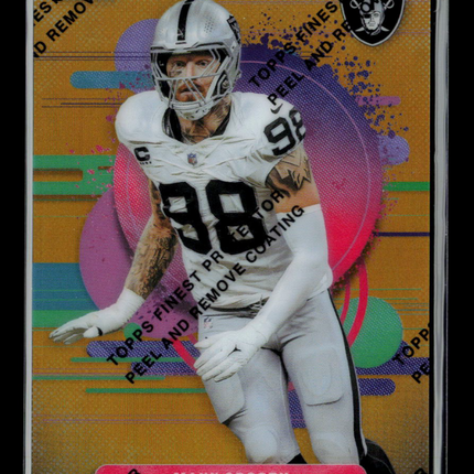 2025 Topps Finest Maxx Crosby #188 Gold Refractor 21/25 With Protective Coating