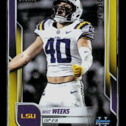 2025 Bowman Chrome University Whit Weeks #128 Yellow Refractor 245/350