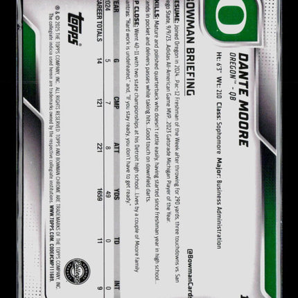 2025 Bowman Chrome University Dante Moore #137 Yellow Shimmer 181/358