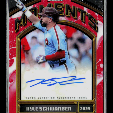2026 Topps Finest Finest Moments Autographs Kyle Schwarber #FMA-KS Red 3/5 Auto