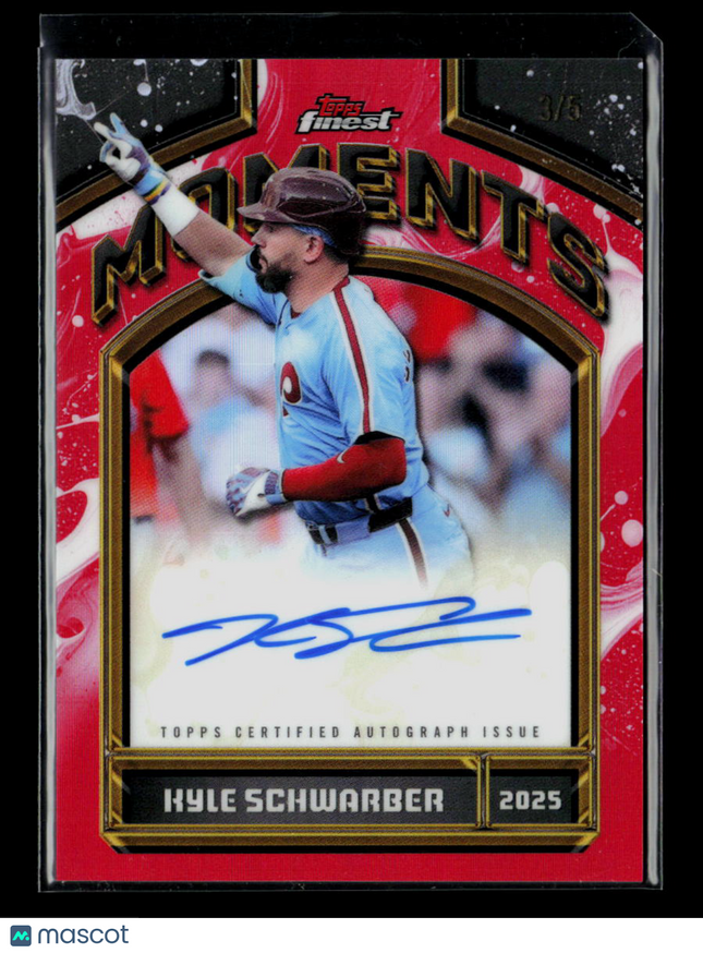 2026 Topps Finest Finest Moments Autographs Kyle Schwarber #FMA-KS Red 3/5 Auto