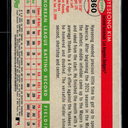 2025 Topps Chrome Platinum Hye-seong Kim #360 RC