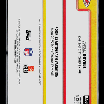 2025 Topps Chrome Football Jalen Royals #RA-JRO Refractor RC 382/499 Auto