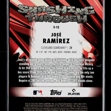 2026 Topps Finest Smashing Through José Ramírez #S-13