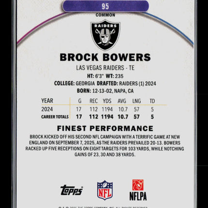 2025 Topps Finest Brock Bowers #95 Blue 100/325