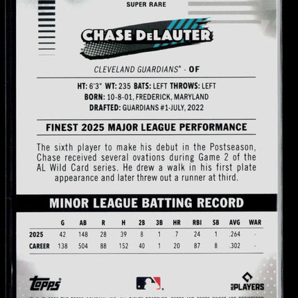 2026 Topps Finest Chase DeLauter #145 RC 1/5 Super Rare