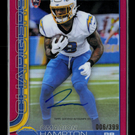 2025 Topps Chrome Omarion Hampton #RA-OH Pink 006/399 RC Auto
