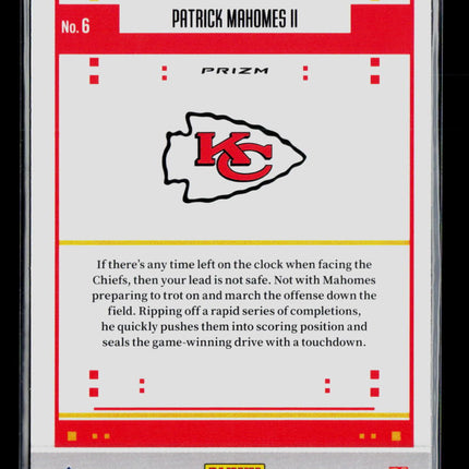 2026 Score Select Football Patrick Mahomes II #6 Prizm