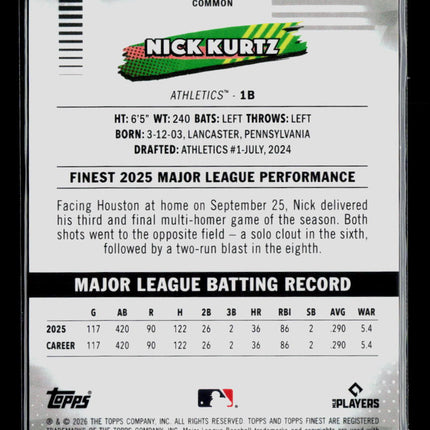2026 Topps Finest Nick Kurtz #88 Gold /50