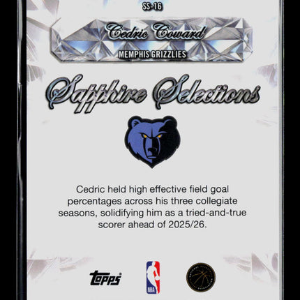 2026 Topps Chrome Sapphire Selections Cedric Coward #SS-16 RC
