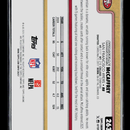 2025 Topps Chrome Christian McCaffrey #263 Light Blue 078/199