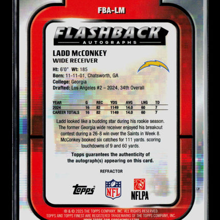 2025 Topps Finest Flashback Autographs Ladd McConkey #FBA-LM Refractor Auto