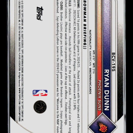 2025 Bowman Chrome University Ryan Dunn #BCV-195 01/15