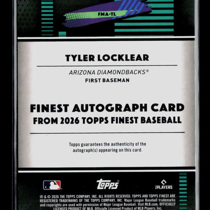 2026 Topps Finest Baseball Tyler Locklear #FMA-TL 08/10 Auto
