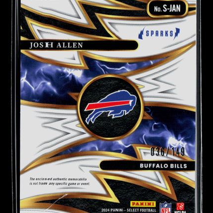 2025 Panini Select Sparks Josh Allen #S-JAN Patch 036/149