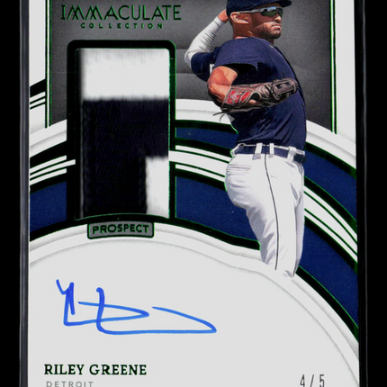 2022 Panini Immaculate Collection Baseball Riley Greene #PPA-RG 4/5 Patch Auto