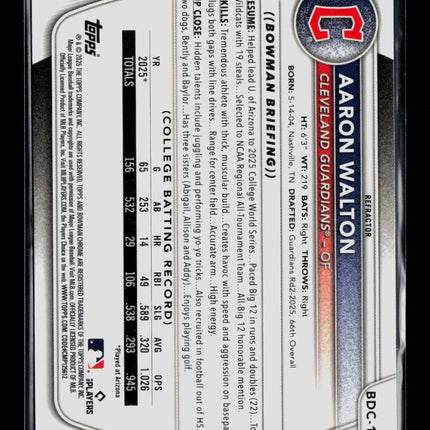 2025 Bowman Draft Chrome Aaron Walton #BDC-134 Refractor 1st Bowman