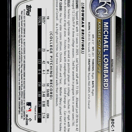 2025 Bowman Draft Chrome Michael Lombardi #BDC-118 Refractor