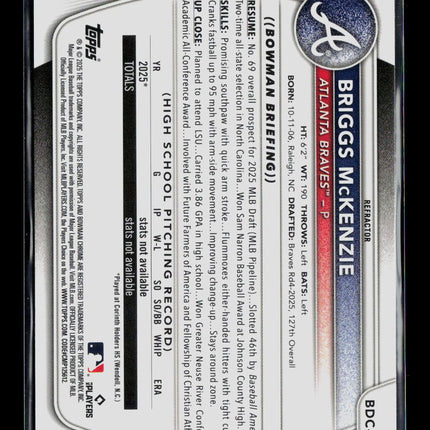 2025 Bowman Draft Chrome Briggs McKenzie #BDC-81 Refractor