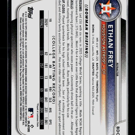 2025 Bowman Draft Chrome Ethan Frey #BDC-67 Refractor