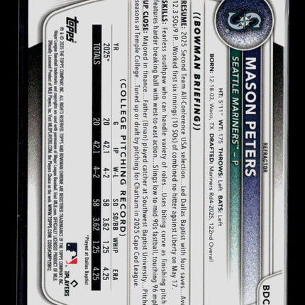 2025 Bowman Draft Chrome Mason Peters #BDC-27 Refractor