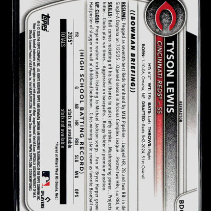 2025 Bowman Chrome Tyson Lewis #BDC-32 Refractor
