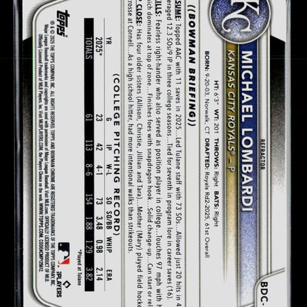 2025 Bowman Chrome Michael Lombardi #BDC-118 Refractor