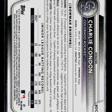 2024 Bowman Draft Chrome Charlie Condon #BDC-136 Refractor