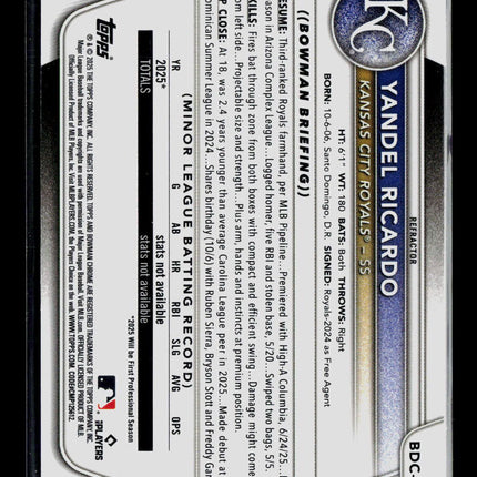 2025 Bowman Draft Chrome Yandel Ricardo #BDC-31 Refractor