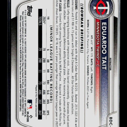 2025 Bowman Chrome Draft Eduardo Tait #BDC-39 Refractor