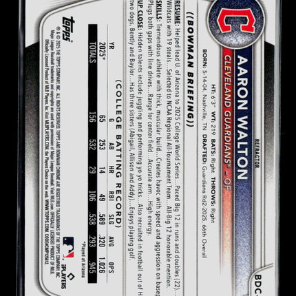 2025 Bowman Draft Chrome Aaron Walton #BDC-134 Refractor