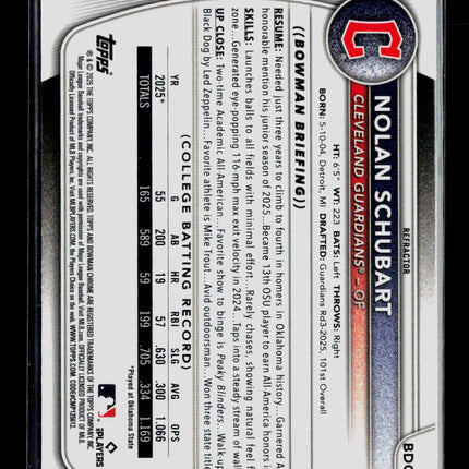 2025 Bowman Draft Chrome Nolan Schubart #BDC-192 Refractor
