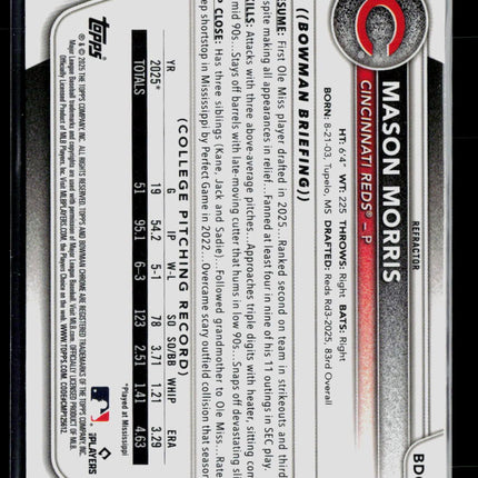 2025 Bowman Chrome Draft Mason Morris #BDC-66 Refractor