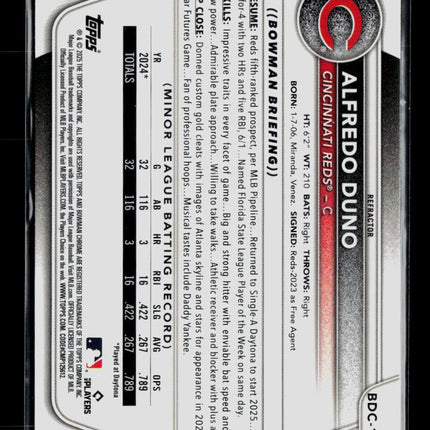 2025 Bowman Draft Chrome Alfredo Duno #BDC-133 Refractor