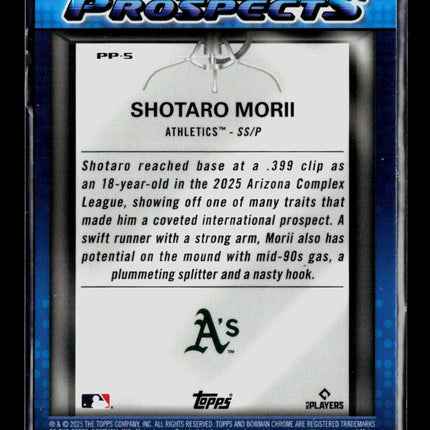 2025 Bowman Chrome Prized Prospects Shotaro Morii #PP-5