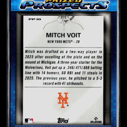2025 Bowman Chrome Prized Prospects Mitch Voit #PP-10