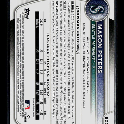 2025 Bowman Draft Chrome Mason Peters #BDC-27