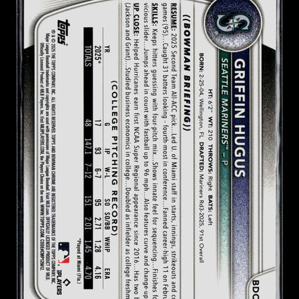 2025 Bowman Draft Chrome Griffin Hugus #BDC-101