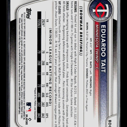 2025 Bowman Chrome Draft Eduardo Tait #BDC-39