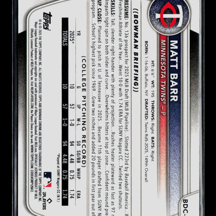2025 Bowman Draft Chrome Matt Barr #BDC-154